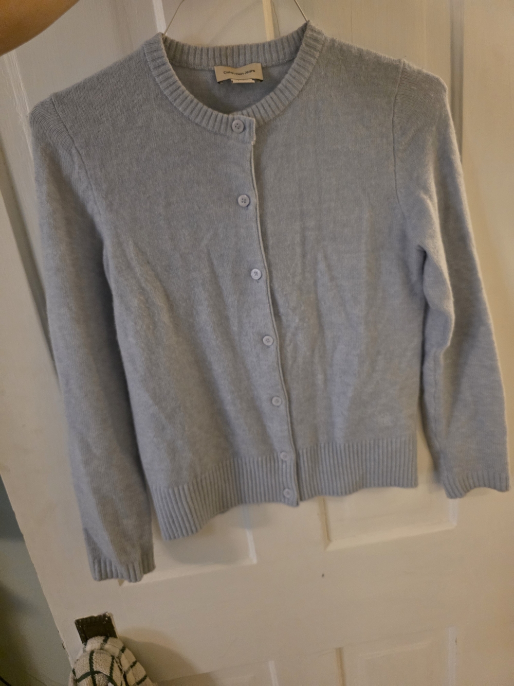 Soft blue Calvin Klein Women's Button-Front Crewneck Cardigan Sweater